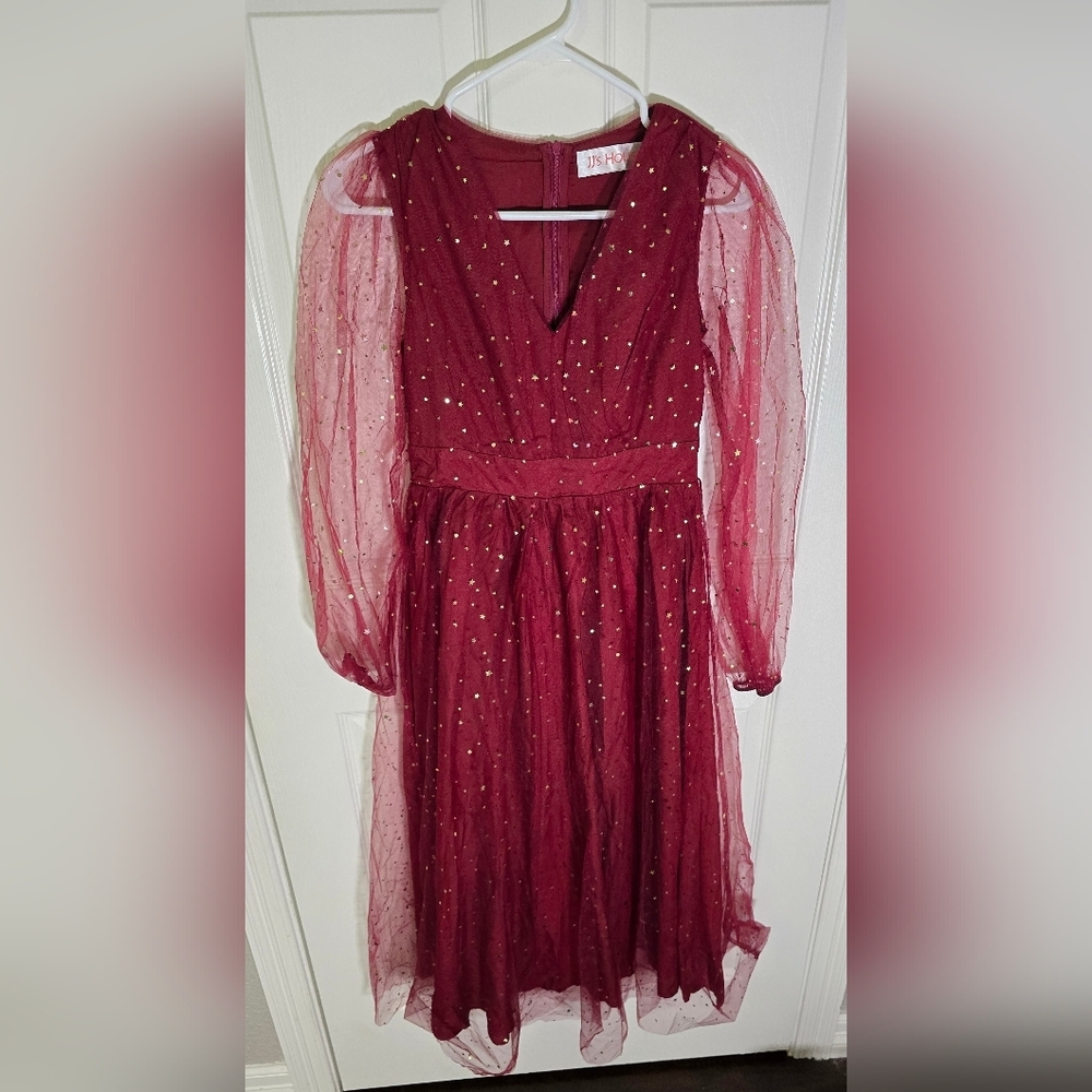 NWT JJs House Womens Sparkle Star Red Special Occasion Cocktail Dress Small
